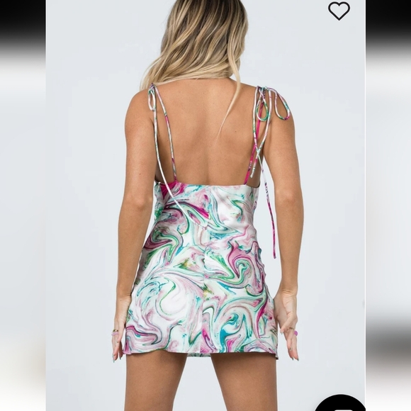 Princess Polly Cherish Mini Multi Swirl Tie Strap Cowl Neck  Slip Dress Sz 2 NWT - Picture 4 of 16